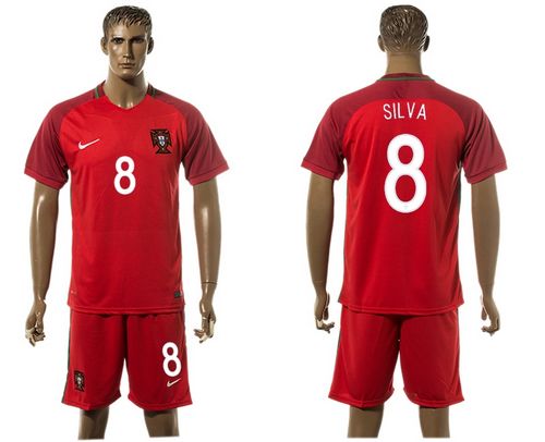 Portugal #8 Silva Home Soccer Country Jersey